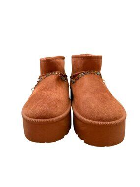 Mudd Brown Platform Mini Boots Faux Shearling Shoes Size US 5.5 / EU 35.5